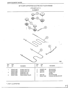 Element Diagram and Parts List for 4872A  Frigidaire Range