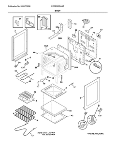 Body Diagram and Parts List for FCRE305CASD  Frigidaire Range
