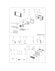 Recommended Spare Parts Diagram and Parts List for FRA104CV110  Frigidaire Air Conditioner