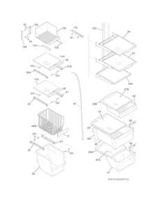 Shelves Diagram and Parts List for FGHS2655PF5A  Frigidaire Refrigerator
