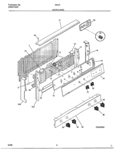 Backguard Diagram and Parts List for 284440B  Frigidaire Range