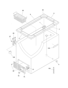 Cabinet Diagram and Parts List for KCS050LW1  Kelvinator Freezer