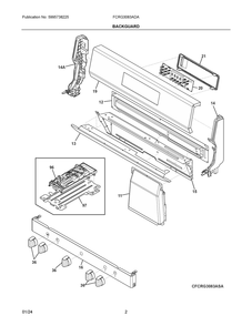Backguard Diagram and Parts List for FCRG3083ADA  Frigidaire Range