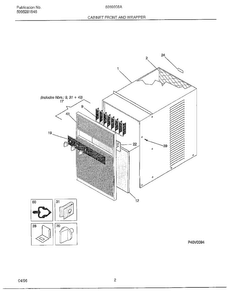 Cabinet Front And Wrapper Diagram and Parts List for 5069008A  Frigidaire Air Conditioner