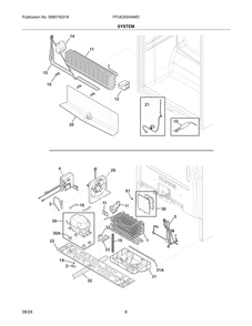 System Diagram and Parts List for FFUE2024AWD  Frigidaire Freezer