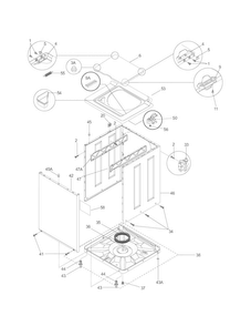 Lower Cabinet/top Diagram and Parts List for 41797962700  Kenmore Washer Dryer Combo