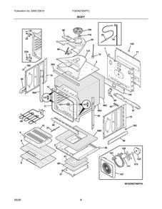 Body Diagram and Parts List for FGEW276SPFC  Frigidaire Range