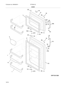 Door Diagram and Parts List for FFTR2021QB4  Frigidaire Refrigerator