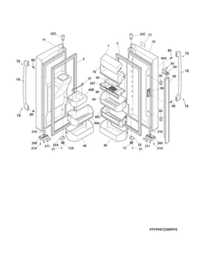 Fresh Food Doors Diagram and Parts List for FPHF2399PF6  Frigidaire Refrigerator