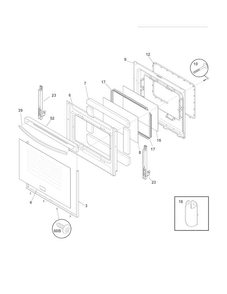 Door Diagram and Parts List for LGEF3033KQG  Frigidaire Range