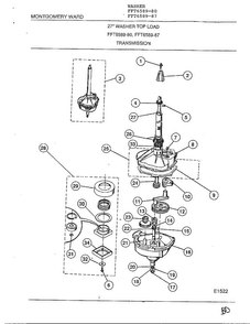 Transmission Diagram and Parts List for 6589-80  Frigidaire Washer