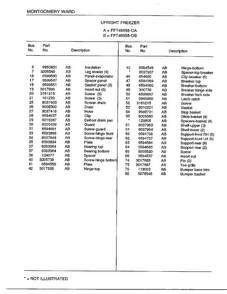 Upright Freezeer Page 2 Diagram and Parts List for 46658A  Frigidaire Freezer