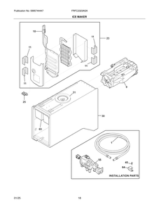 Ice Maker Diagram and Parts List for FRFC2323ASA  Frigidaire Refrigerator