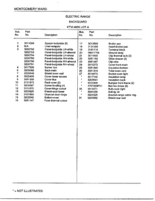 Backguard Page 6 Diagram and Parts List for 4869A  Frigidaire Range