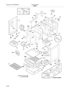 Body Diagram and Parts List for FGEF3035RFA  Frigidaire Range