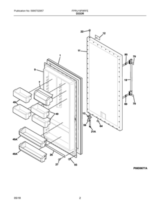 Door Diagram and Parts List for FPRU19F8RFE  Frigidaire Refrigerator