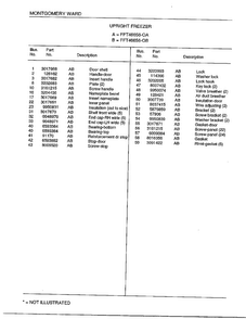 Upright Freezer Page 2 Diagram and Parts List for 46658A  Frigidaire Freezer
