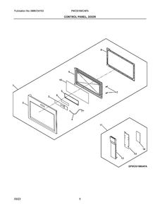 Control Panel, Door Diagram and Parts List for PMOS198CAFA  Frigidaire Air Conditioner