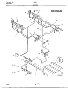 Burner Diagram and Parts List for 282240A  Frigidaire Range