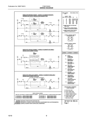 Wiring Diagram Diagram and Parts List for FGEC3045KWB  Frigidaire Cooktop