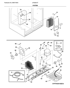 System Diagram and Parts List for LFSS2612TE0  Frigidaire Refrigerator