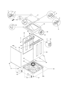 Lower Cabinet/top Diagram and Parts List for 41797822700  Kenmore Washer Dryer Combo