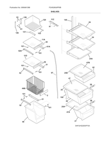 Shelves Diagram and Parts List for FGHS2655PF6B  Frigidaire Refrigerator