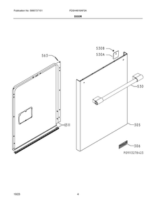 Door Diagram and Parts List for PDSH4816AF0A  Frigidaire Dishwasher