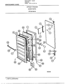 Upright Freezer/door Parts Diagram and Parts List for 45158-OA  Frigidaire Freezer