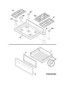 Top/drawer Diagram and Parts List for FGGF3032MBE  Frigidaire Range