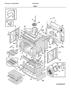 Body Diagram and Parts List for FGEW3066UDA  Frigidaire Wall Oven