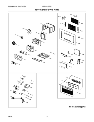 Recommended Spare Parts Diagram and Parts List for FFTH1222R21  Frigidaire Air Conditioner