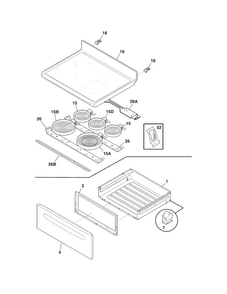 Top/drawer Diagram and Parts List for CFEF3020LWH  Frigidaire Range