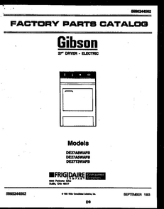 Diagram Diagram and Parts List for DE27A8WAFB  Gibson Dryer