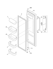 Refrigerator Door Diagram and Parts List for FFHS2322MW7  Frigidaire Refrigerator