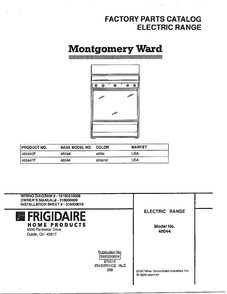 Electric Range Diagram and Parts List for 480447F  Frigidaire Range