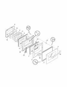 Door Diagram and Parts List for 79040524400  Kenmore Wall Oven
