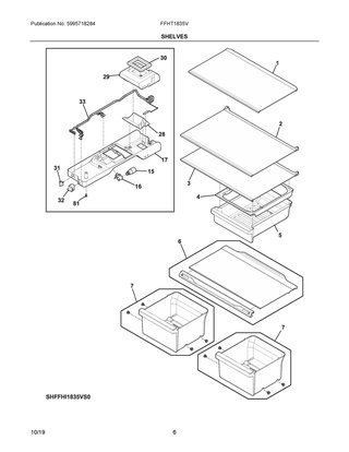 Shelves Diagram and Parts List for FFHT1835VB0  Frigidaire Refrigerator