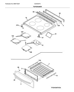 Top/Drawer Diagram and Parts List for CGIH3047VDA  Frigidaire Range