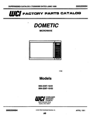 01 - Cover Diagram and Parts List for 856-2287-10 01 Frigidaire Microwave