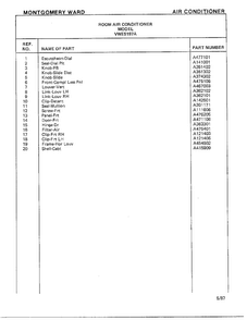 Air Conditioner Page 2 Diagram and Parts List for 5197A  Frigidaire Air Conditioner