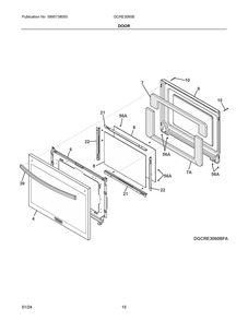 Door Diagram and Parts List for GCRE3060BFA  Frigidaire Range