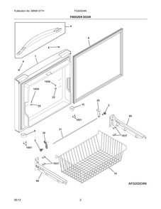 Freezer Door Diagram and Parts List for FG2I2034NR  Frigidaire Refrigerator