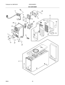 Ice Container Diagram and Parts List for GRQC2255BF01  Frigidaire Refrigerator