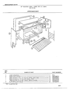 Upper Basic Body Diagram and Parts List for 8448A  Frigidaire Range