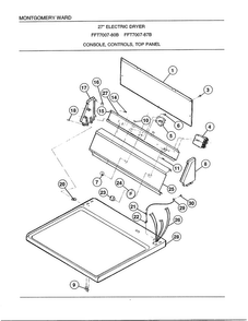Console, Controls, Top Panel Diagram and Parts List for 7007B  Frigidaire Dryer
