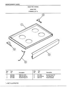 Electric Range/main Top Diagram and Parts List for 4450A  Frigidaire Range