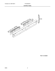 Control Panel Diagram and Parts List for FPID2498SF9A  Frigidaire Dishwasher