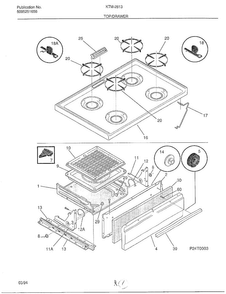 Top/drawer Diagram and Parts List for KTM-2813-80D  Frigidaire Range