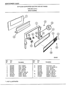 Range/ Backguard Diagram and Parts List for 4819A  Frigidaire Range